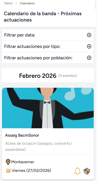 Calendario de actuaciones